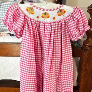 CHARMING LITTLE ONE SMOCKED TURKEY THANKSGIVING ZOEY DRESS